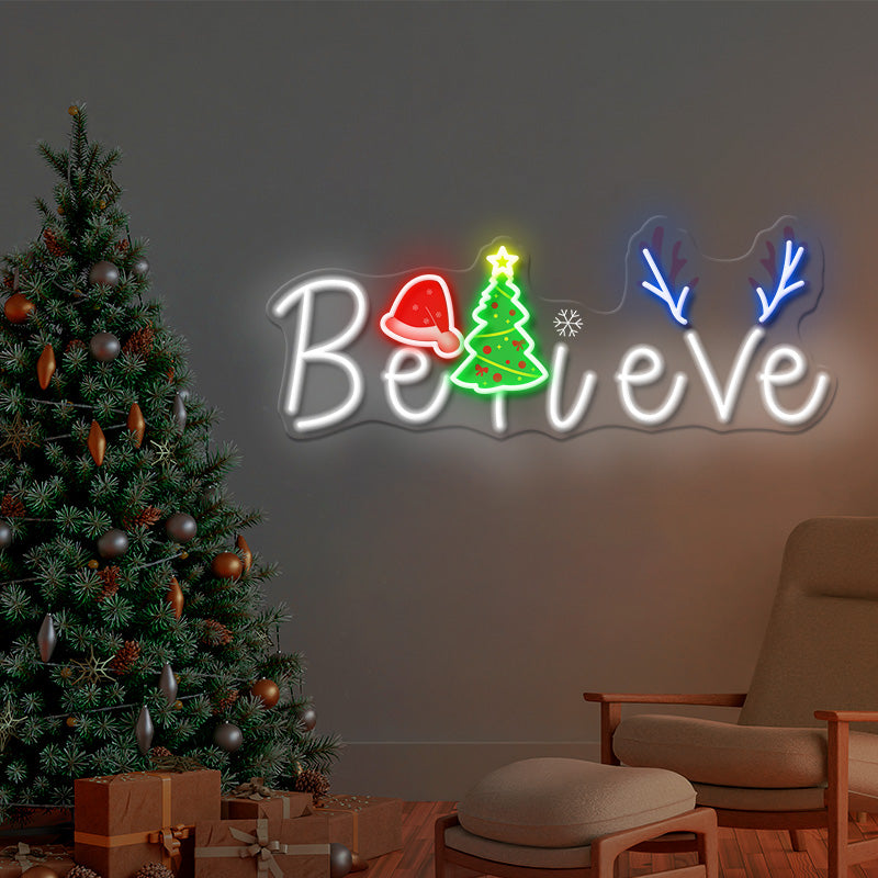 Believe Neon Sign Christmas Led Light