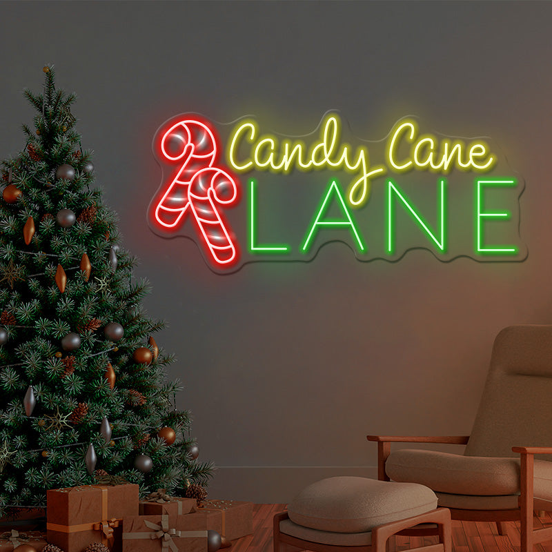 Custom Neon Candy Cane Lane Sign Christmas Vibe Led Light