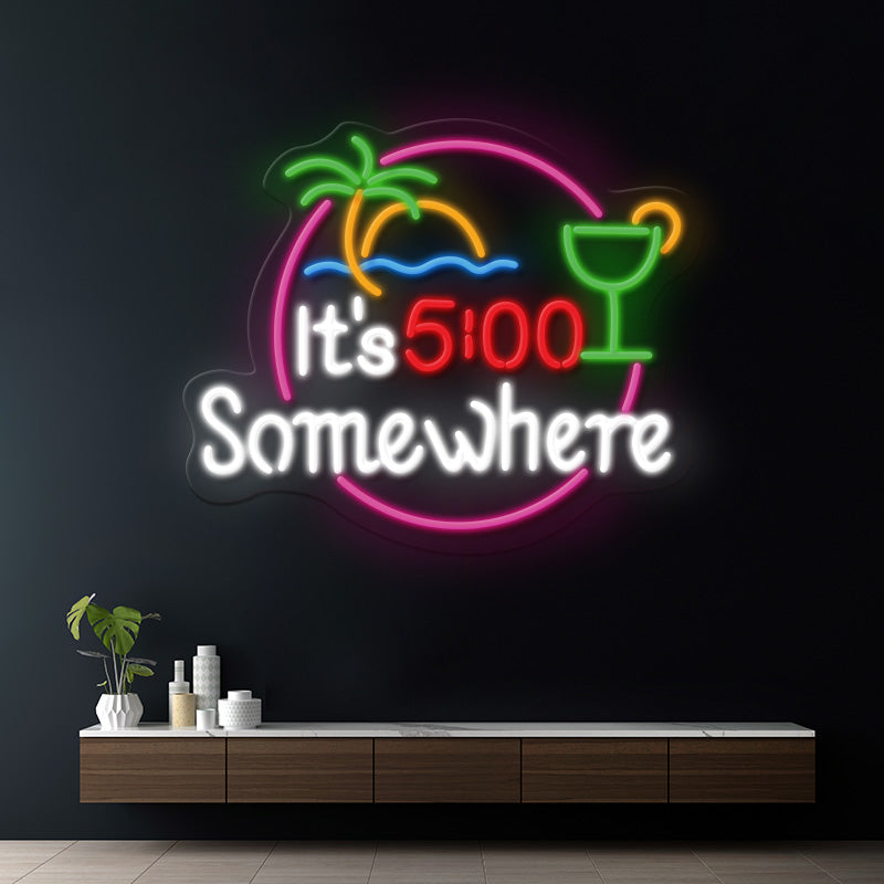 It's 5 O'clock Somewhere Led Neon Sign Bar Decor Led Sign Light