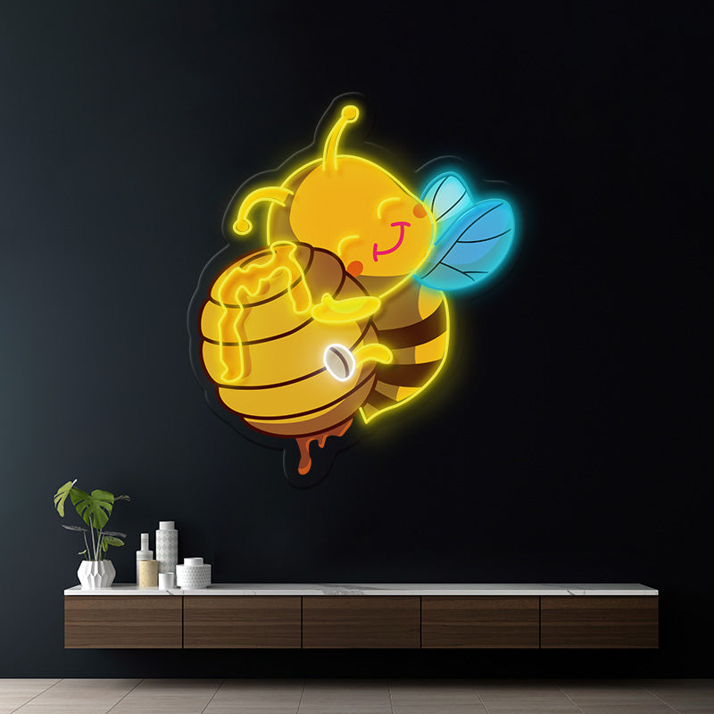 Cute Honey Bee Artwork Neon Sign Home Decor Sign