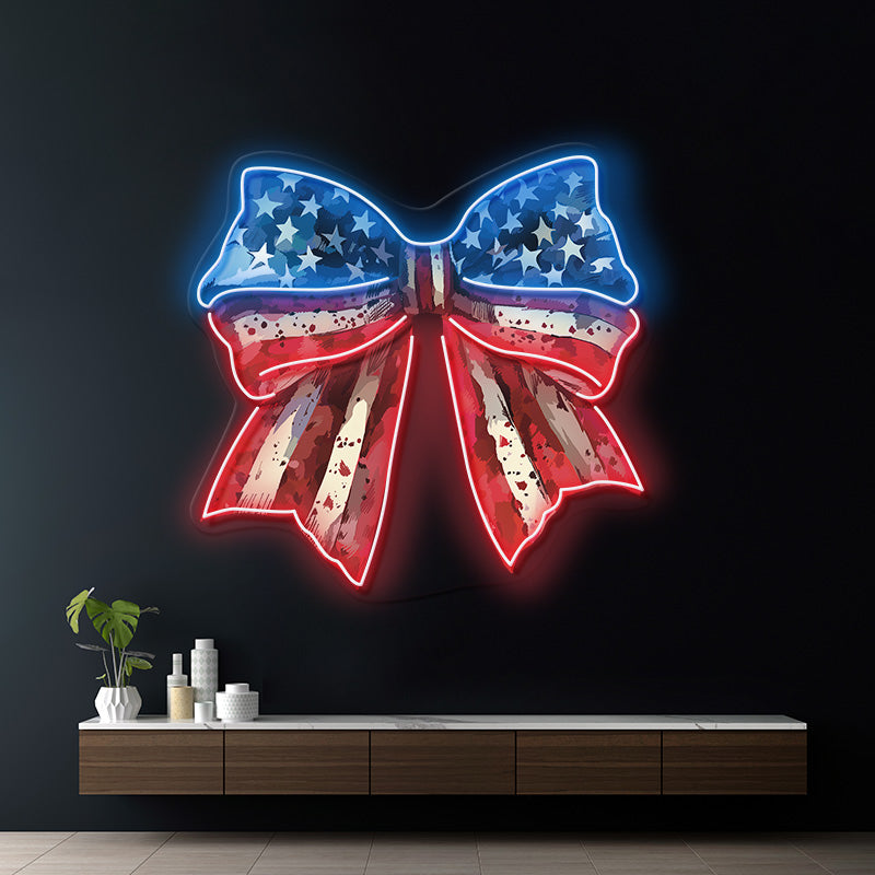 Patriotic Bow 4th of July Artwork Led Neon Sign