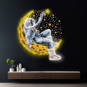 Astronaut Lying On The Moon Space Artwork Led Neon Sign