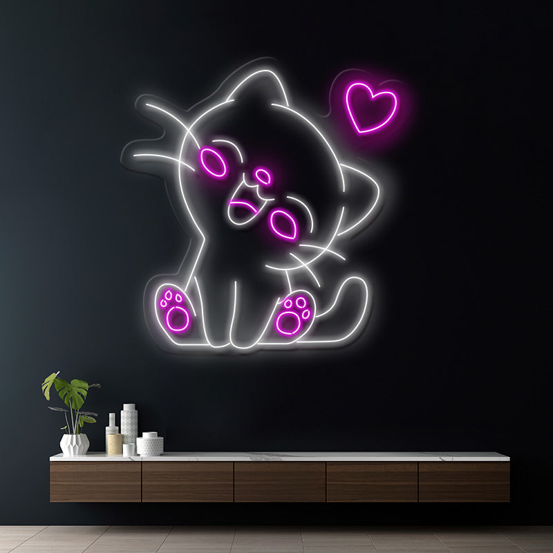 Cute Cat Led Neon Sign Kids Bedroom Decor Art