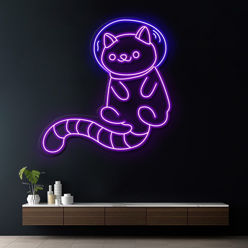 Space Cat LED Light Sign Kid Nursery Room Wall Decor