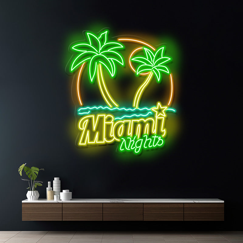 Tropical Miami Nights Neon Wall Decor Sign