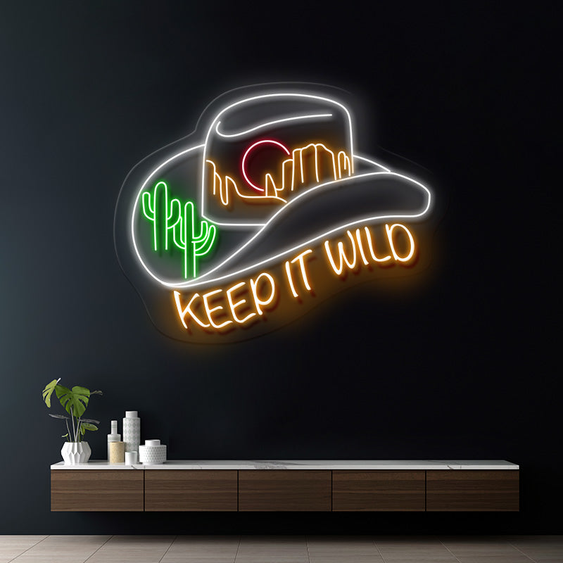 Western Desert Cowboy Hat Neon Sign Wall Decor Sign