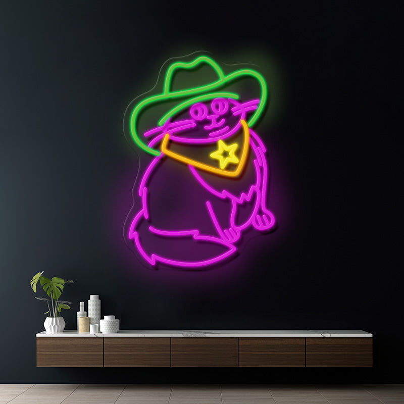 Cowboy Cat Neon Sign Wall Decor Sign