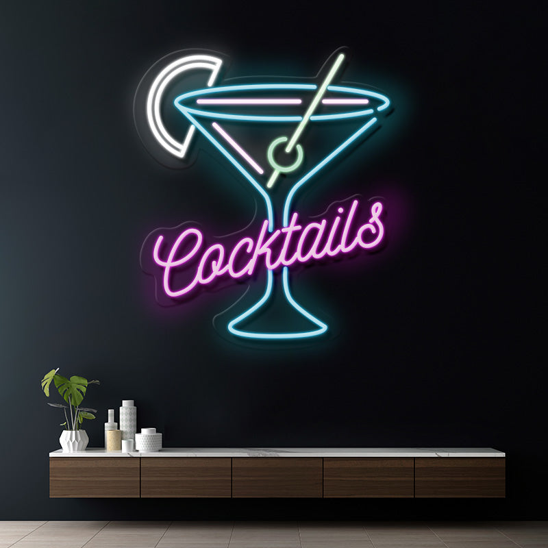 Cocktails Neon Sign Bar Shop Wall Decor Sign