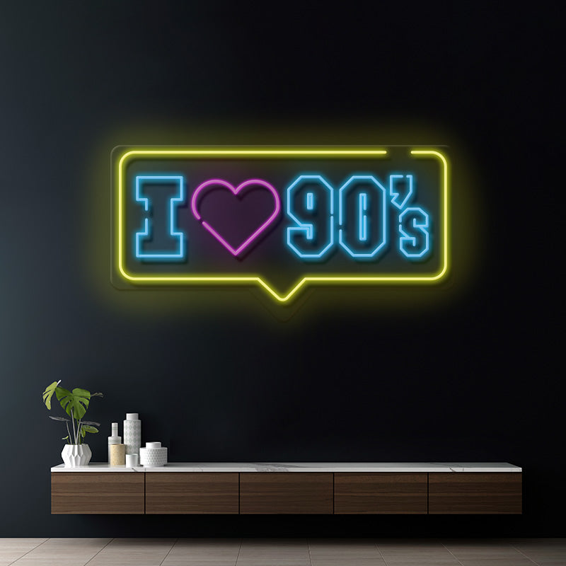 I Love 90's Led Neon Sign 90s Party Decor Sign