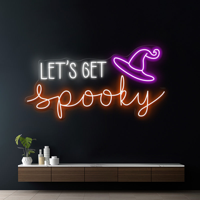 Let's Get Spooky Neon Sign Halloween Decor Sign