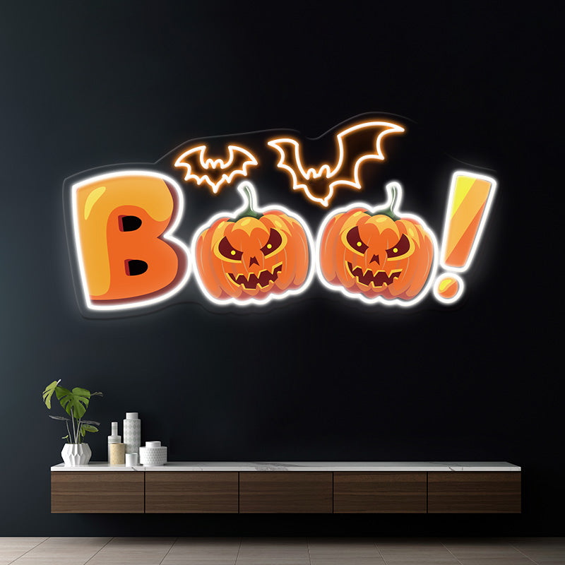 Boo Neon Halloween Sign Scary Led Light