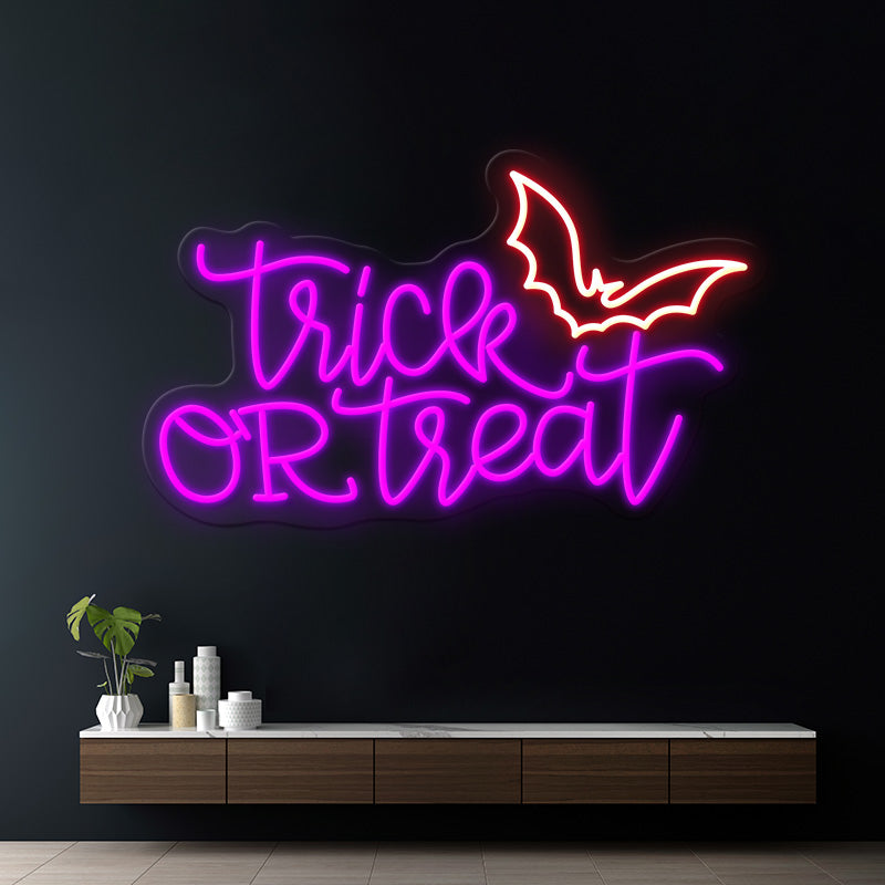 Trick Or Treat Bat Neon Sign Halloween Neon Sign