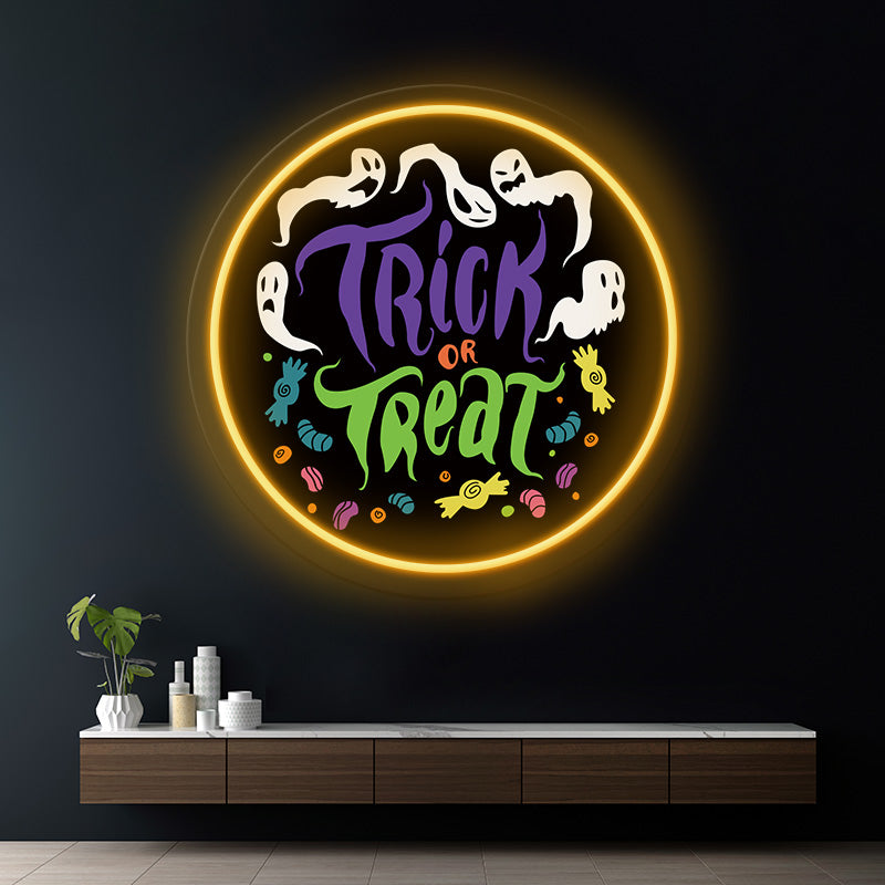 Halloween Neon Sign Trick or Treat Neon Sign Party Decor Sign