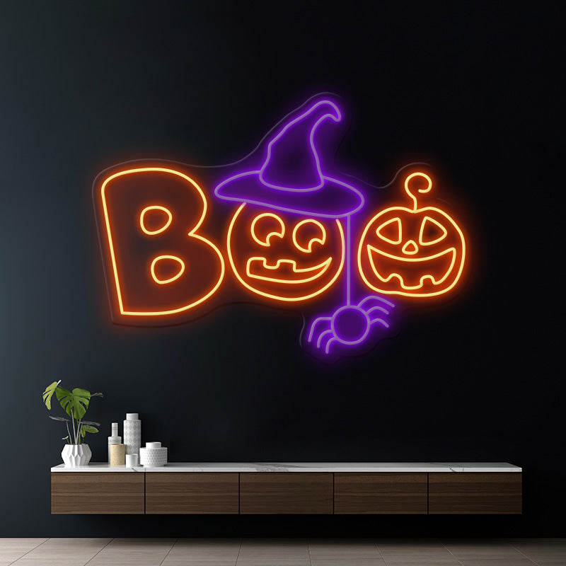 Boo Pumpkin Halloween Neon Sign