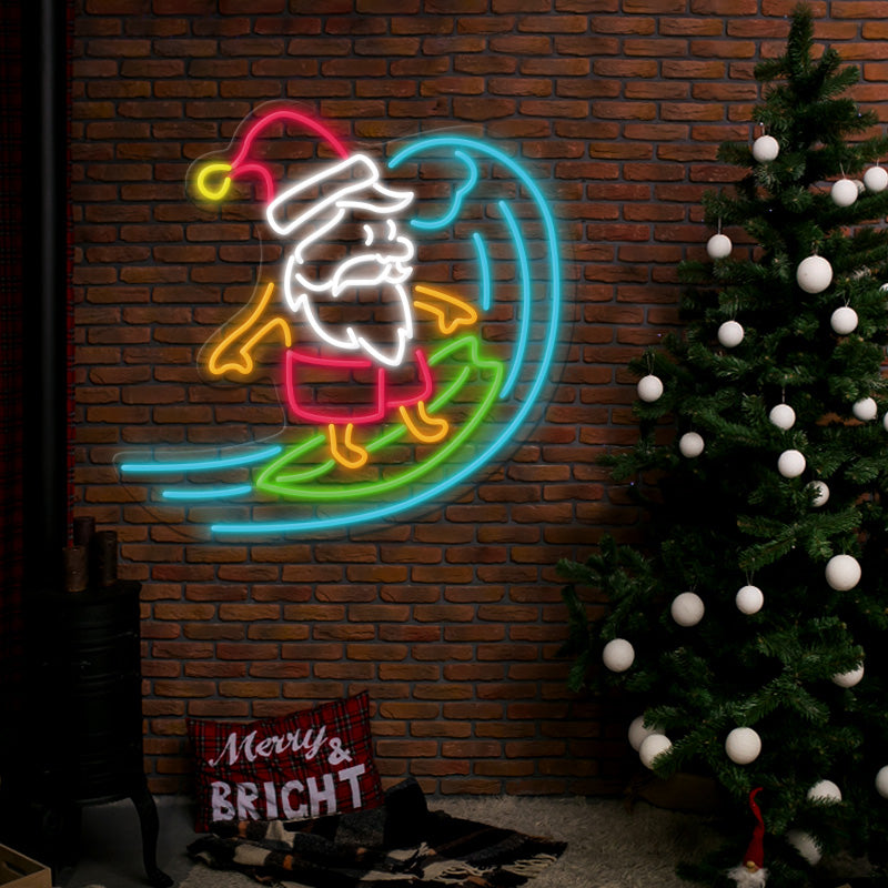 Santa Surfing Neon Sign Christmas Led Neon Sign