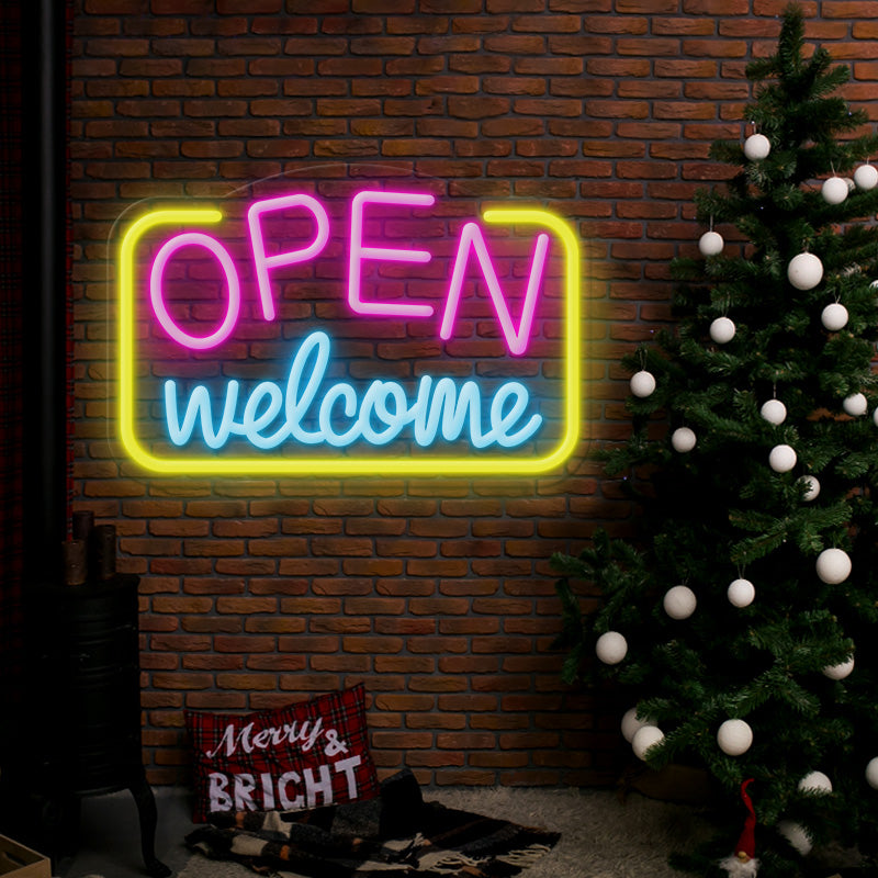 Open Welcome Neon Sign Shop Decor Neon Sign