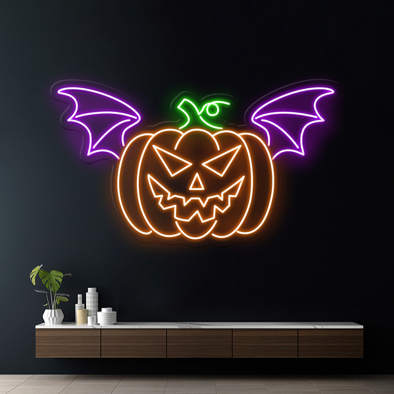 Pumpkin Bat Neon Sign Halloween Neon Sign