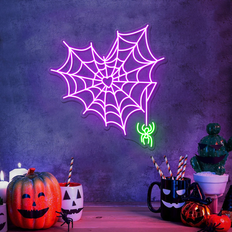 Spiderweb Heart Neon Sign Halloween Neon Sign