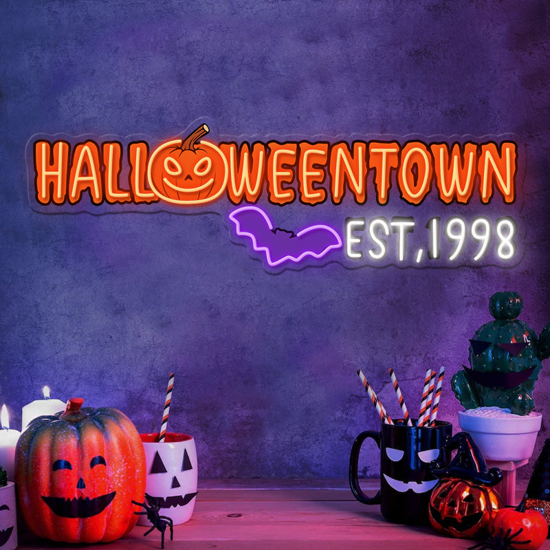 Pumpkin Halloween Bat Neon Sign