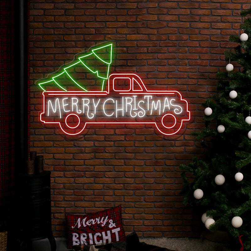 Merry Christmas Truck Neon Sign