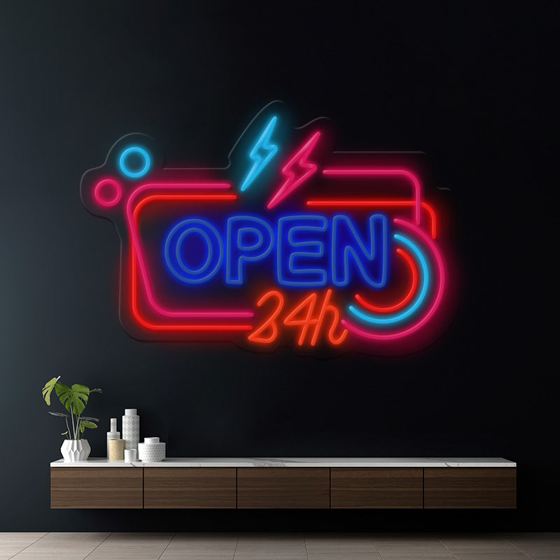 24H Open Neon Sign Led Shop Decor Sign