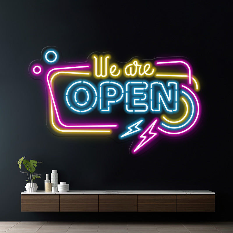 Colorful We're Open Led Neon Sign