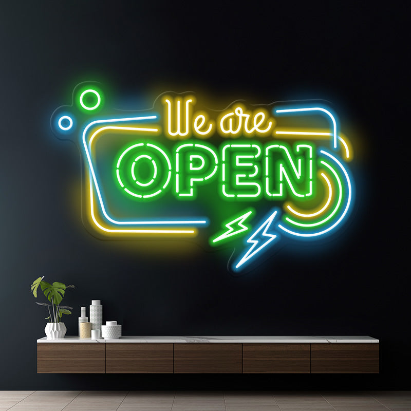 Colorful We're Open Led Neon Sign