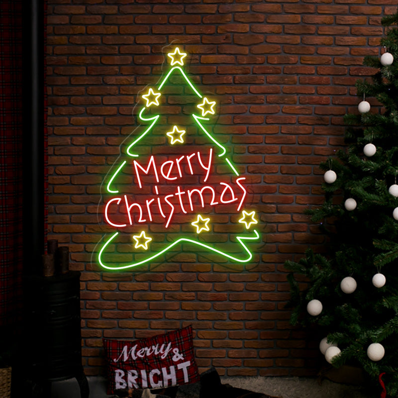 Merry Christmas Led Neon Sign Christmas Tree Neon Sign