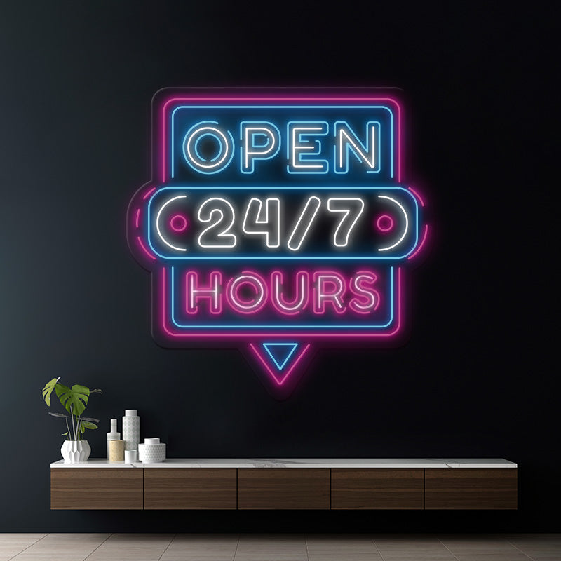 24 Hour Open Led Neon Sign Shop Decor Sign