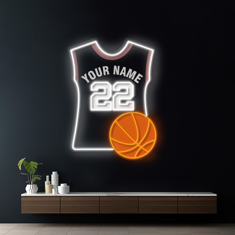 Custom Name Basketball Sport T-Shirt Led Neon Sign for Boys Gift