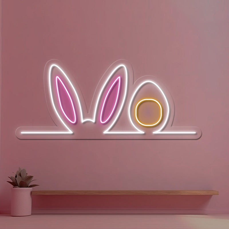 Bunny Ears with Egg LED Neon Sign