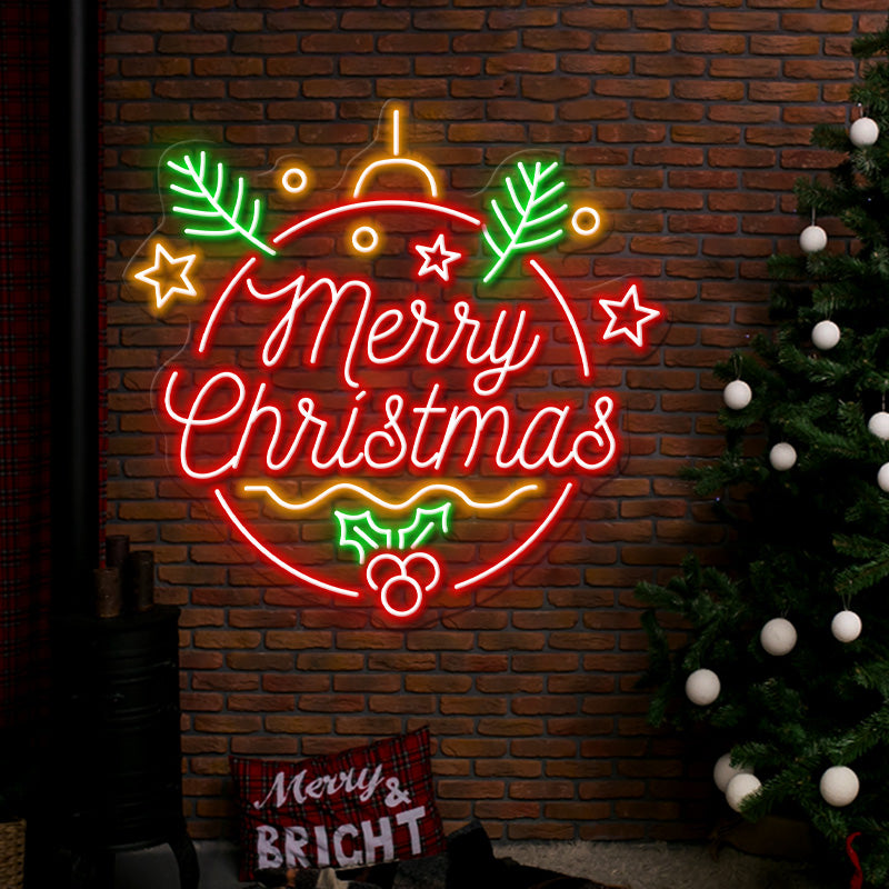 Circle Merry Christmas Neon Sign Home Party Decor Sign