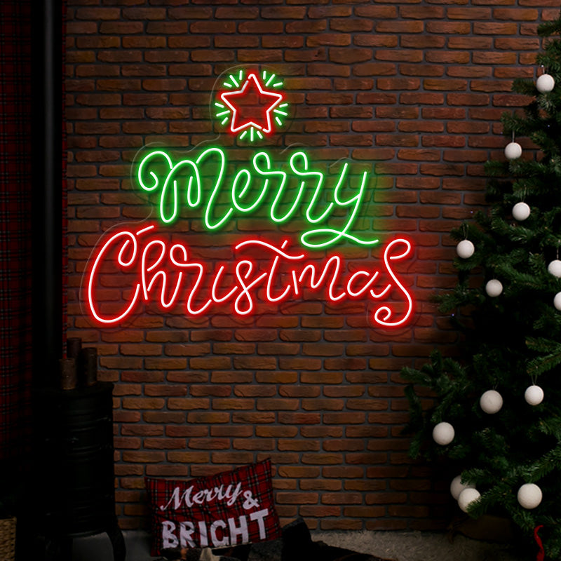 Merry Christmas Neon Sign Light for Shop Festival Decor