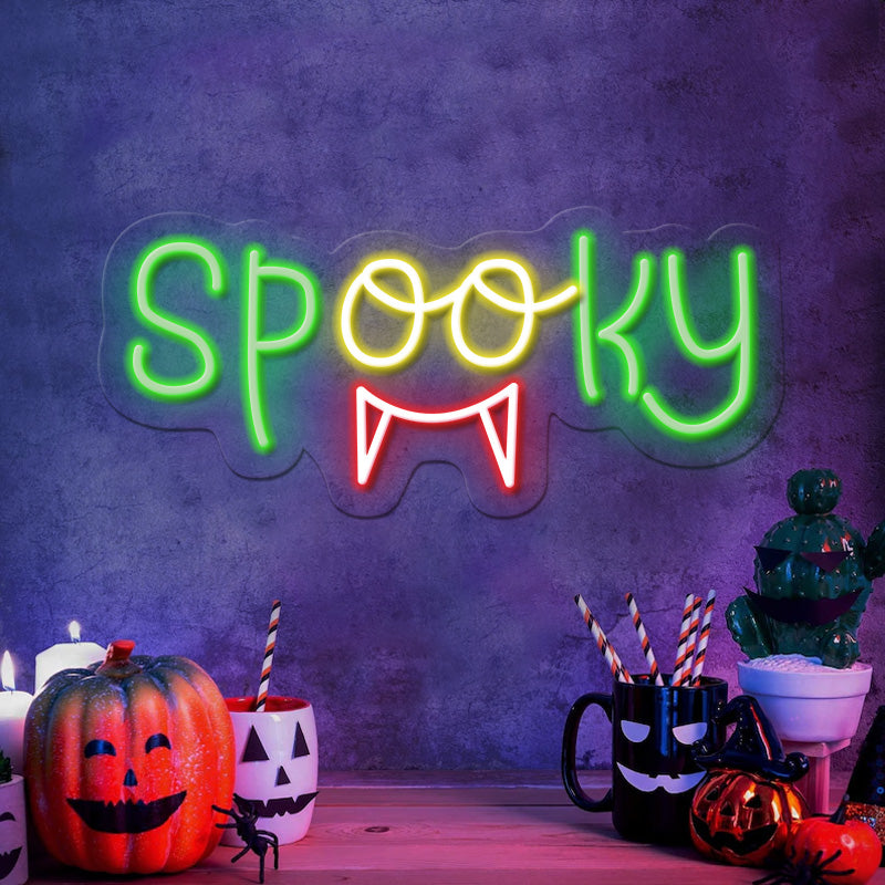 Spook Neon Sign Halloween Decoration Sign Light