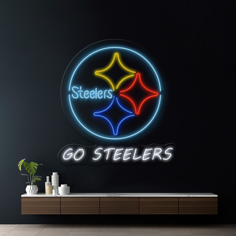 Go Steelers Neon Sign Light Man Cave Bar Pub Beer