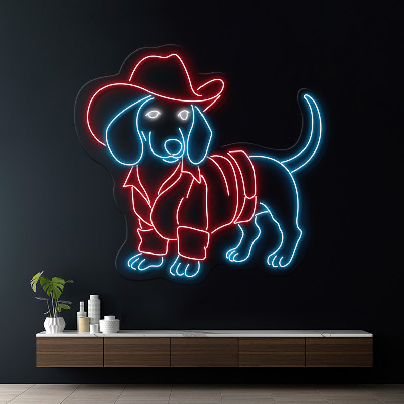 Cowboy Dachshund Neon Sign Animal Home Decor Sign