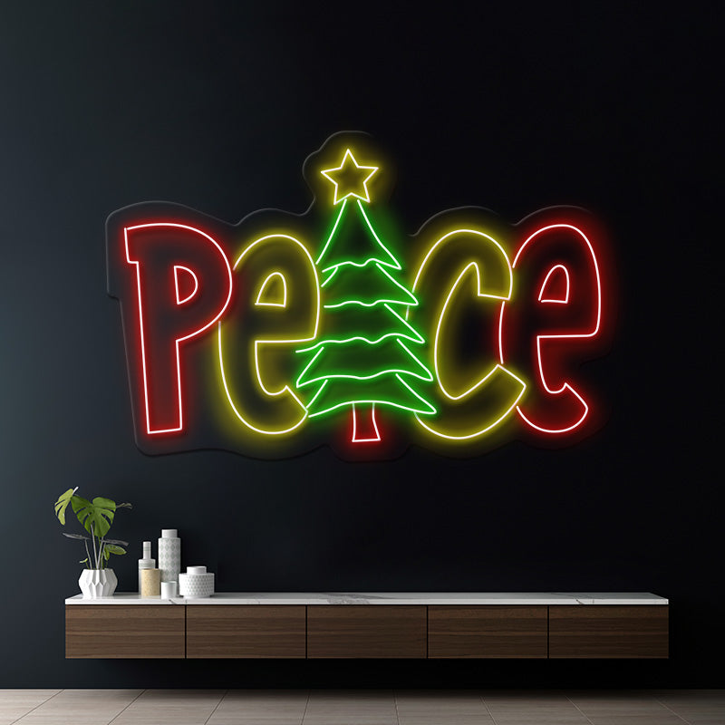 Peace Christmas Tree Neon Sign