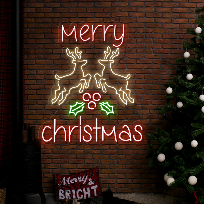 Merry Christmas Deer Neon Sign Festival Party Decor Sign