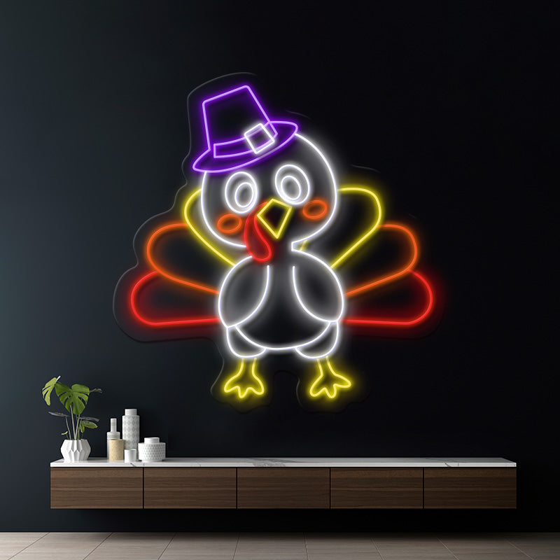 Custom Witch Hat Turkey Led Neon Sign Thanksgiving Turkey LED Light