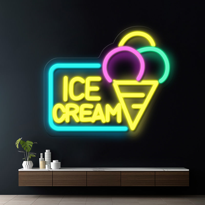 Colorful Ice Cream Neon Sign for Business Shop Door Decor