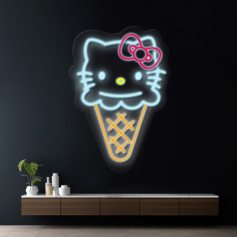 Cute Cat Neon Sign Light for Dessert Shop Room Wall Decor