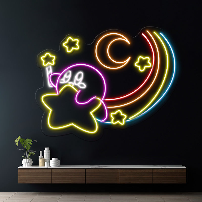 Kriby Stars Neon Sign for Gaming Room Decor  Unique Kids Gift