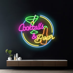 Cocktails and Beer Led Sign Bar Shop Decor