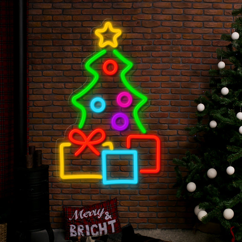 Christmas Tree Gift Led Neon Sign for Festival Gift Party Decor