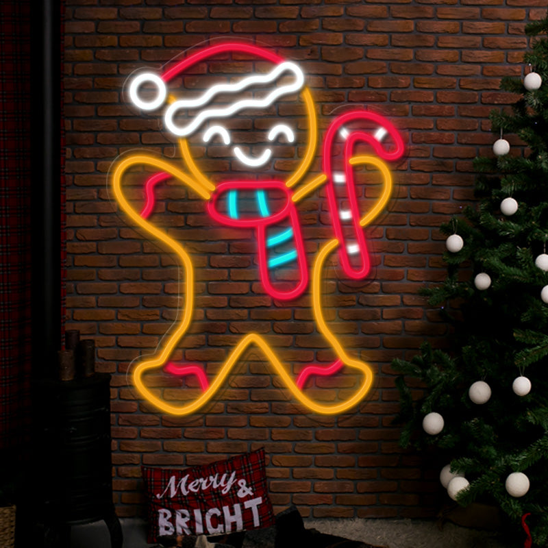 Christmas Gingerbread Man Neon Light Sign Festival Party Decor