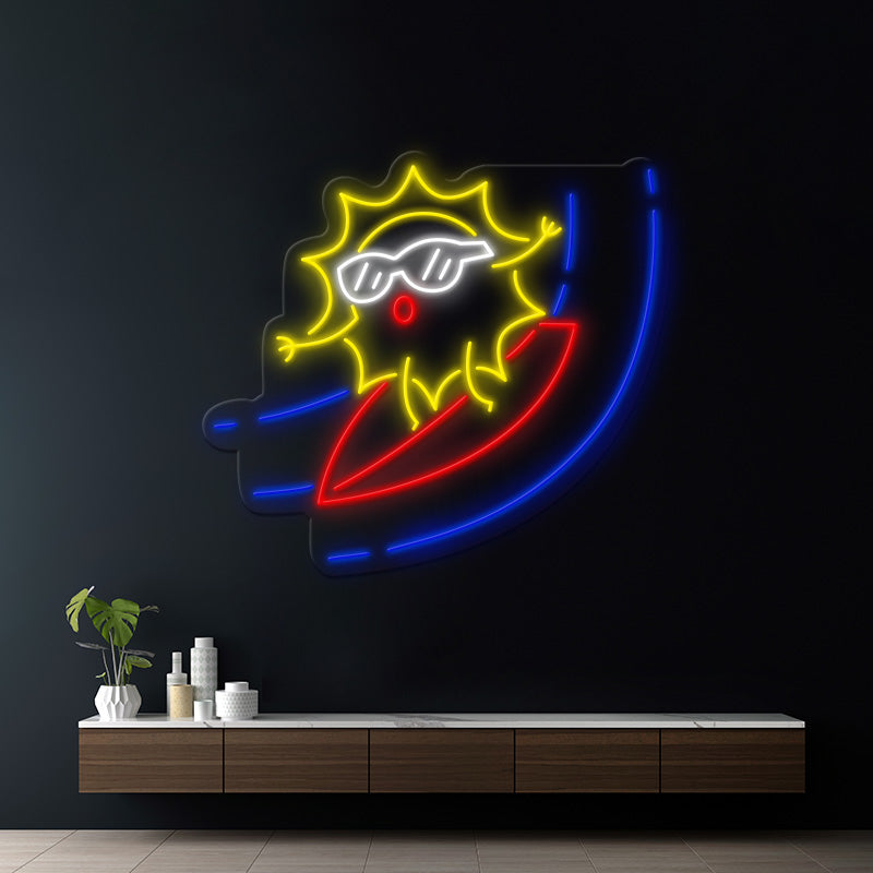 Cartoon Sun Led Neon Sign Room Decor Sign