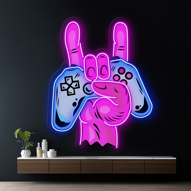 Game Hand Led Neon Sign Gaming Room Decor Sign