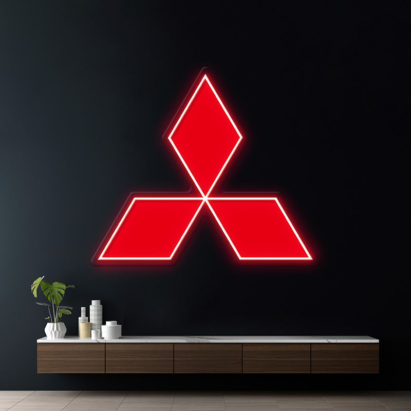 Mitsubishi Logo Led Neon Sign Garage Room Decor Sign