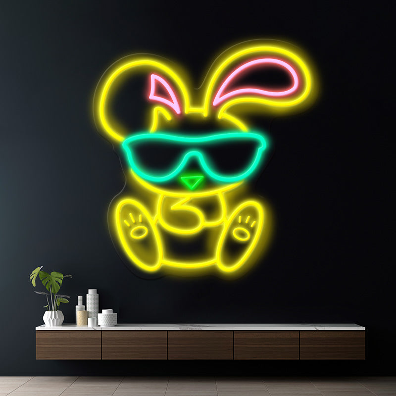 Rabbit in Glasses Led Neon Sign kids Room Decor Sign