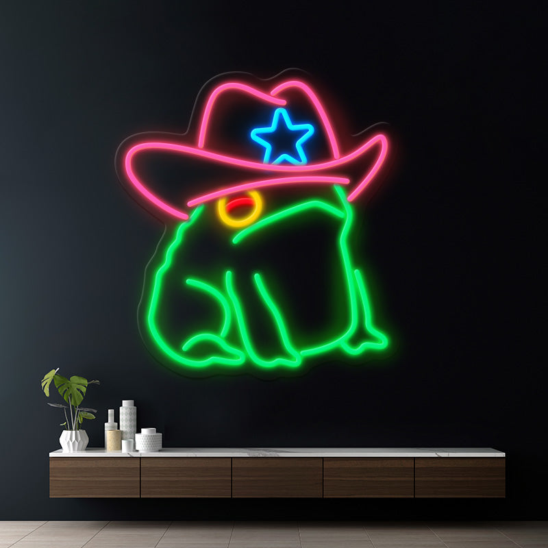 Cowboy Frog Hat LED Neon Sign Man Cave Neon Sign